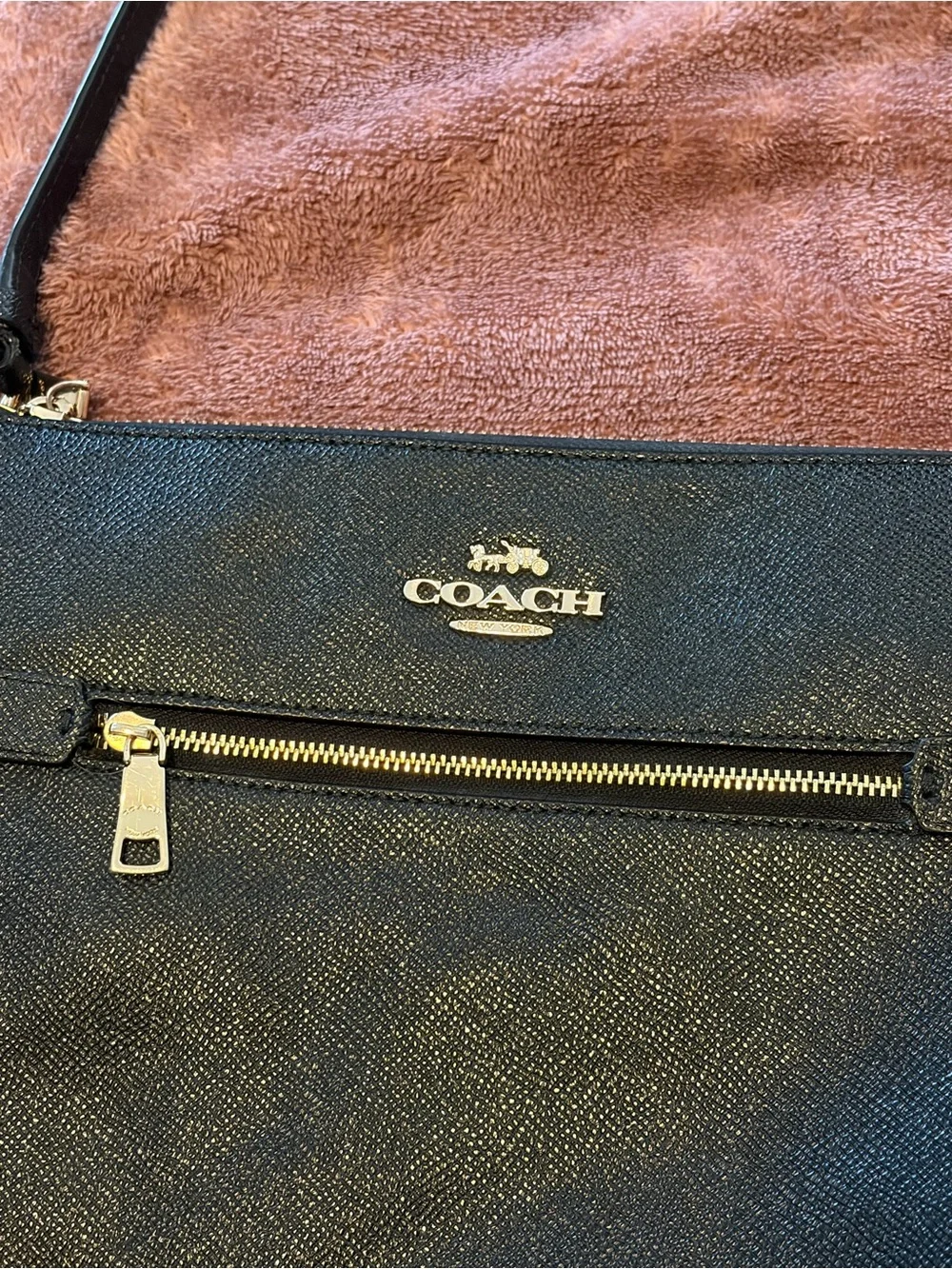 Coach Rowan File Black Crossbody Black Bag with Gold Hardware